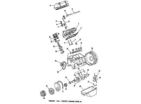 1990 Chevrolet Astro Engine Parts, Mounts, Cylinder Head & Valves, Camshaft & Timing, Oil Pan, Oil Pump, Crankshaft & Bearings, Pistons, Rings & Bearings PISTON, Engine Piston Diagram for 10181389