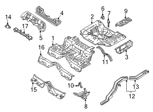2002 Infiniti Q45 Rear Body - Floor & Rails Floor Rear Front Diagram for 74512-AR230