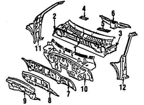 1985 Toyota MR2 Cowl Dash Panel Diagram for 55102-17030