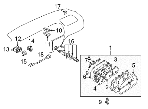 1999 Chevrolet Tracker Daytime Running Lamps Speedometer Body Assembly(On Esn) Diagram for 91174671