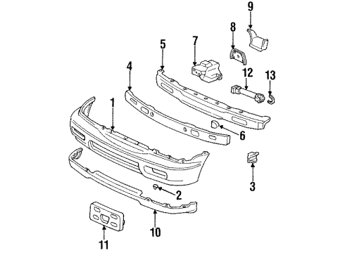 1994 Honda Accord Front Bumper Absorber, FR. Bumper Diagram for 71170-SV4-A00