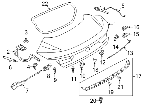 2021 BMW 840i Trunk Left Trunk Lid Hinge Diagram for 41007417255