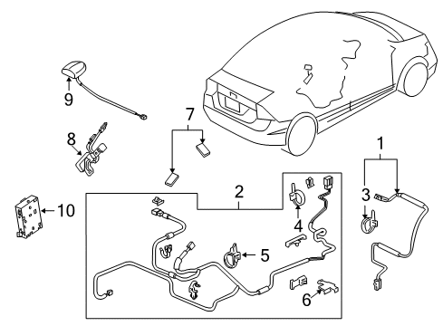 2009 Honda Civic Antenna & Radio Clip, Offset (10) (50MM) (Brown) Diagram for 91510-SA5-003