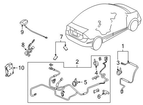 2009 Honda Civic Antenna & Radio Band, Wire Harness (100.5MM) (White) Diagram for 91563-SF4-003