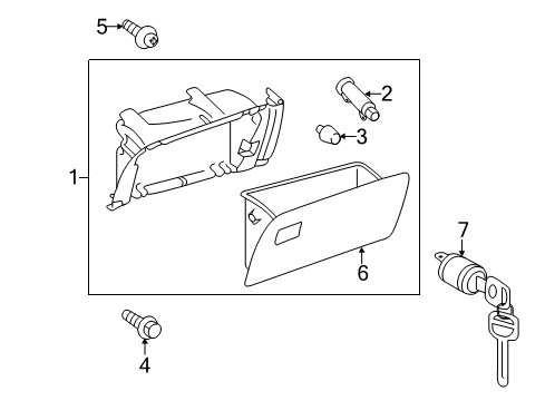 2012 Toyota Sienna Glove Box Glove Box Door Diagram for 55501-08010-B0