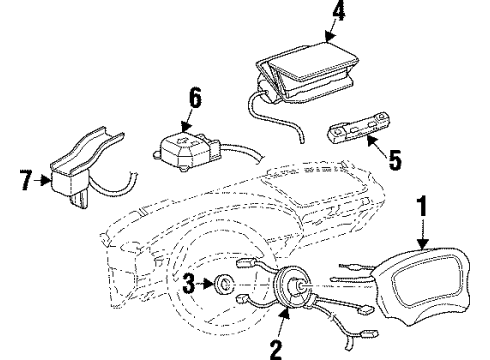 1996 Oldsmobile Achieva Air Bag Components Sensor Asm-Inflator Restraint Front End Sheet Metal Diagram for 16208019