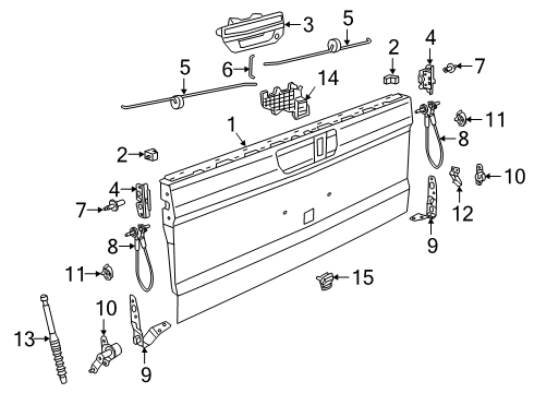 2020 Jeep Gladiator Tail Gate Bracket-Hinge Diagram for 68362634AA
