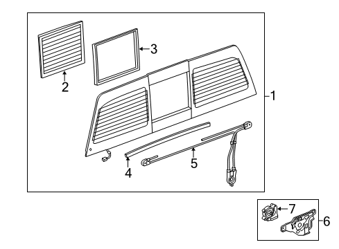 2018 Chevrolet Silverado 2500 HD Back Glass - Glass & Hardware Sliding Glass Diagram for 84344922