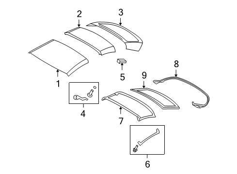 2014 Infiniti Q60 Top & Components Pin-Roof Center, RH Diagram for 73158-JJ50D