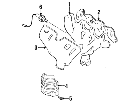 1999 Chevrolet Metro Exhaust Manifold Shield, Exhaust Manifold Heat Diagram for 91173339