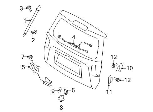 2009 Kia Borrego Lift Gate - Lock & Hardware Tail Gate Outside Handle Assembly Diagram for 812602J000