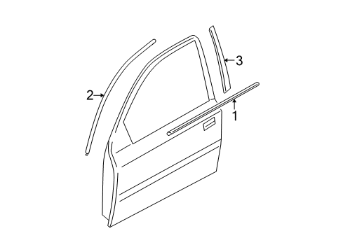 2009 Hyundai Accent Exterior Trim - Door Weatherstrip-Front Door Belt Outside, LH Diagram for 82210-1E200