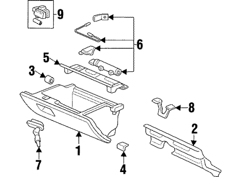1998 Acura TL Glove Box Bracket, Glove Box Diagram for 77113-SW5-A00