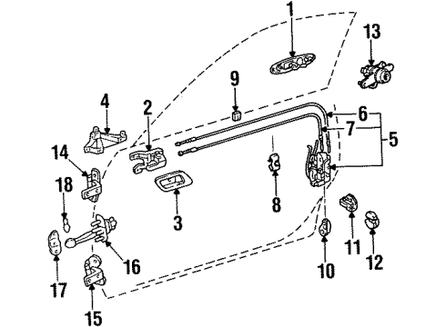 1996 Toyota Supra Front Door Handle, Inside Bezel Diagram for 69277-14050-C0