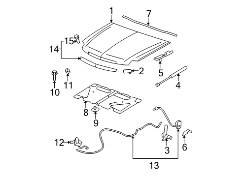 2010 GMC Yukon Hood & Components, Exterior Trim Assist Cylinder Diagram for 25880917