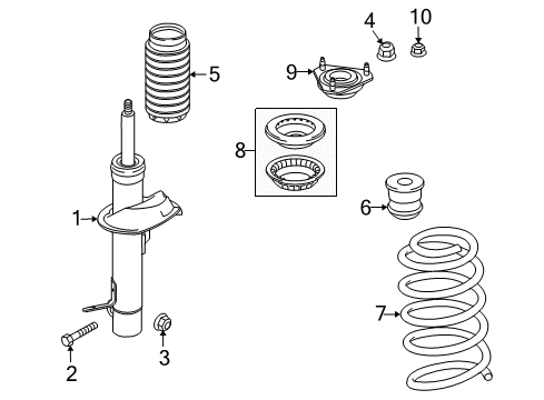 2011 Ford Transit Connect Struts & Components - Front Strut Diagram for 9T1Z-18V124-A