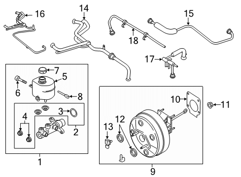 2022 Ford F-350 Super Duty Dash Panel Components Booster Gasket Diagram for FL3Z-2B022-A