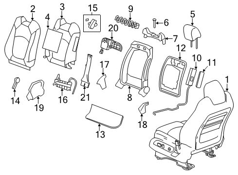 2009 GMC Acadia Front Seat Components Seat Back Cover Diagram for 25950521