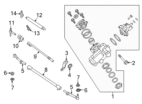 2021 Ford F-250 Super Duty Steering Column & Wheel, Steering Gear & Linkage Outer Tie Rod Diagram for HC3Z-3A131-D