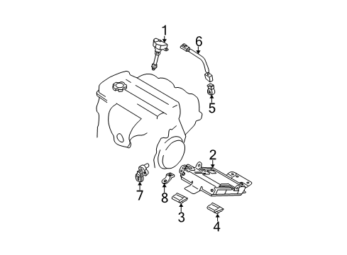 2003 Nissan Altima Powertrain Control Ignition Coil Assembly Diagram for 22448-8H315