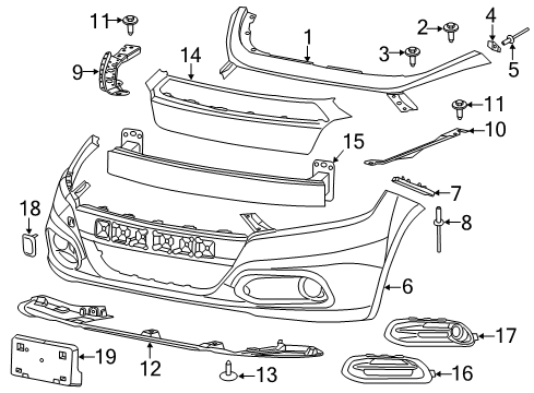 2014 Dodge Dart Front Bumper Screw-HEXAGON Head Diagram for 6508680AA