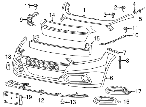 2014 Dodge Dart Front Bumper Nut-U Diagram for 6105242AA