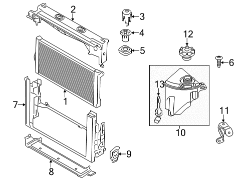 2013 BMW 535i GT Wiper & Washer Components Engine Cooling Radiator Diagram for 17117589004