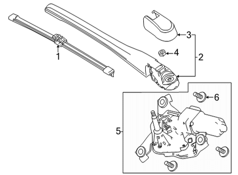 2022 Honda Civic Wiper & Washer Components MOTOR, RR- WSW Diagram for 76700-T47-A01