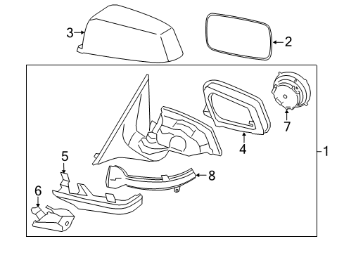 2013 BMW 740Li Outside Mirrors Outside Mirror Without Glass Heated Right Diagram for 51167308422