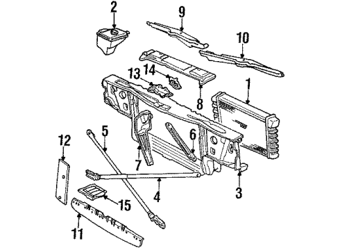 1990 Cadillac Brougham Radiator & Components Support-Front End Sht Metal Diagram for 20687387