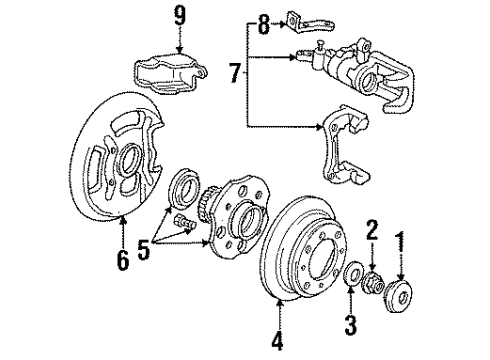 1992 Honda Accord Rear Brakes Sensor Assembly, Left Rear Diagram for 57475-SM4-952