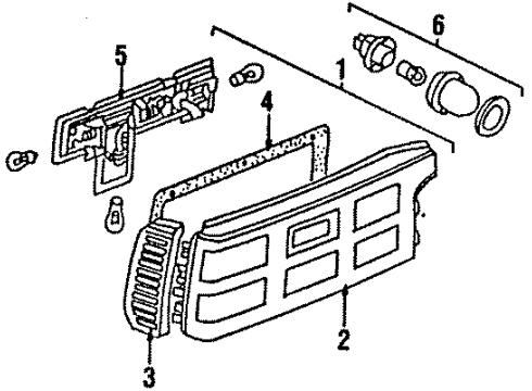 1988 Nissan 200SX Tail Lamps, License Lamps Lamp Assembly-Rear Combination RH Diagram for 26550-32F12