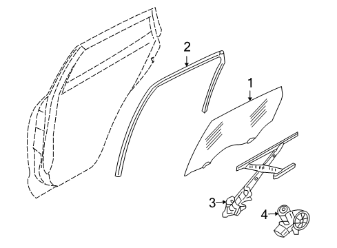 2014 Infiniti QX50 Rear Door Glass Run-Rear Door Window, LH Diagram for 82331-1BA0B