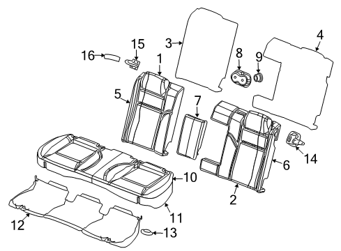 2016 Dodge Challenger Rear Seat Components Pad-Seat Back Diagram for 68102688AA