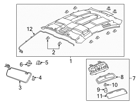 2012 Chevrolet Caprice Interior Trim - Roof Lamp Housing Diagram for 92247399