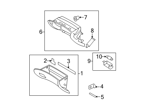 2012 Hyundai Elantra Glove Box Lamp Assembly-Glove Box Diagram for 92620-2L000