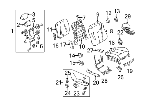 2014 Infiniti Q60 Passenger Seat Components Front Seat Slide Switch Knob, Right Diagram for 87012-1NF5C