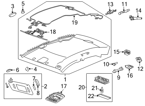 2011 Cadillac CTS Interior Trim - Roof Reading Lamp Assembly Diagram for 22774355