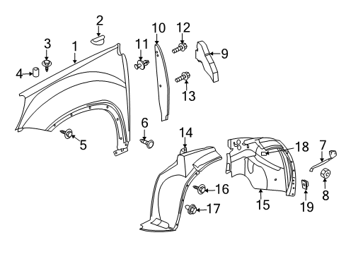 2012 GMC Acadia Fender & Components Fender Diagram for 20782224