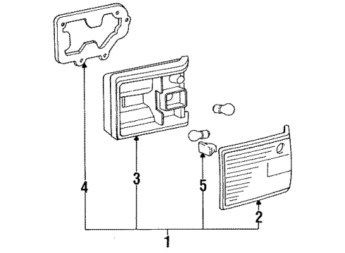 1992 Lexus LS400 Combination Lamps Lamp Assy, Rear, LH Diagram for 81590-50010