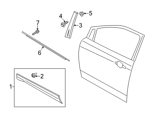 2018 Ford Escape Exterior Trim - Front Door Side Molding Diagram for JJ5Z-7820879-AA