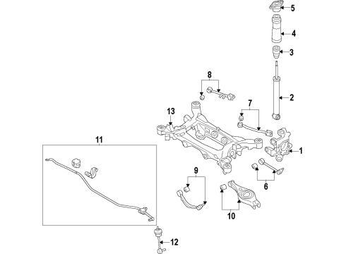 2012 Hyundai Equus Rear Suspension Components, Lower Control Arm, Upper Control Arm, Ride Control, Stabilizer Bar Rear Left-Hand Shock Absorber Assembly Diagram for 55311-3N510