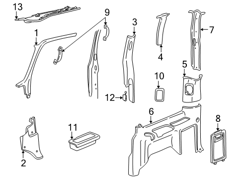 1996 GMC Safari Interior Trim - Side Panel Molding Asm-Front Side Door Lock Pillar Garnish *Neutral Medium Diagram for 15968678