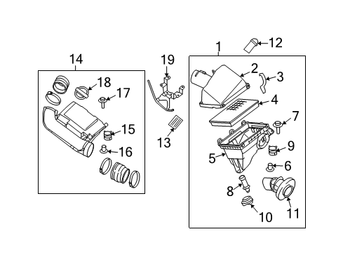 2008 Nissan Frontier Powertrain Control Air Cleaner Diagram for 16500-EA210