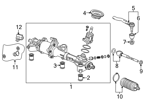 2019 Acura MDX Steering Column & Wheel, Steering Gear & Linkage Box Sub Diagram for 53601-TZ5-A01