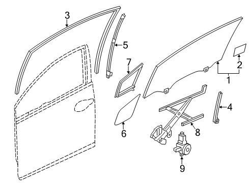 2014 Honda Civic Front Door Channel, Left Front Door Run Diagram for 72275-TR0-A01