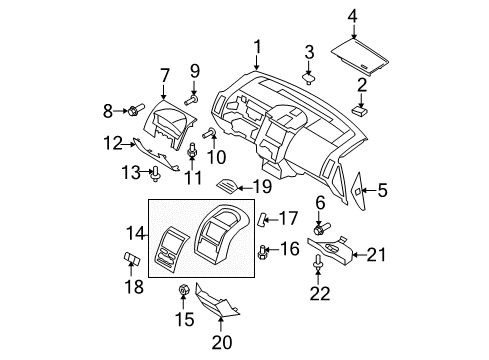 2009 Ford Edge Instrument Panel Center Bezel Bumper Diagram for -N805650-S