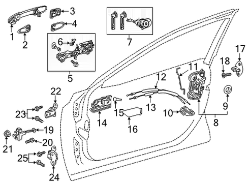 2021 Toyota Highlander Front Door Handle, Outside Diagram for 69210-0R070-B3