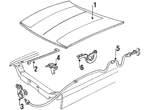 1984 Mercury Topaz Hood & Components Release Cable Diagram for E43Z16916A