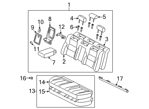 2004 Toyota Avalon Rear Seat Components Seat Back Cover Diagram for 71077-AC071-A3